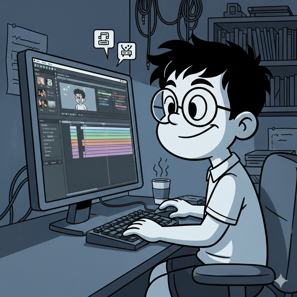 Ilustração representando edição de vídeo no computador